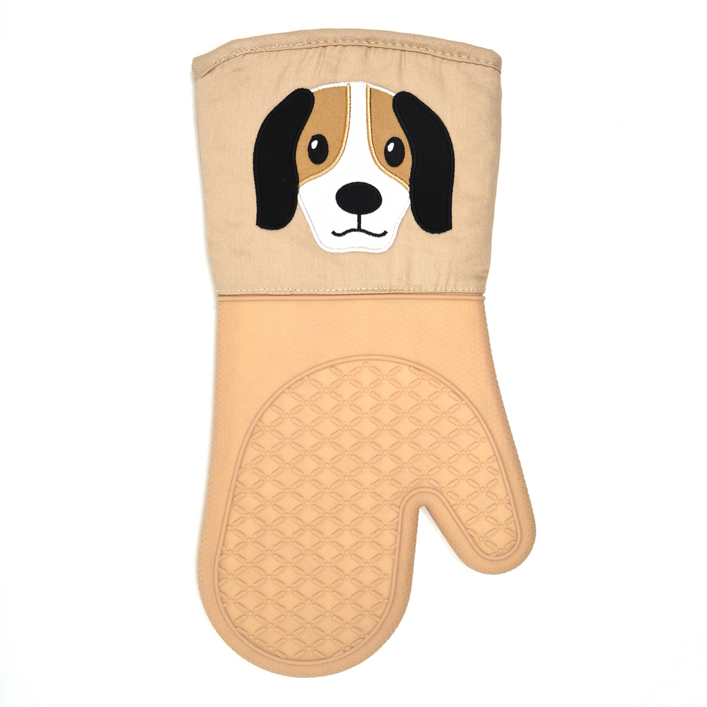 Dog Silicon Oven Mitten (Beige)