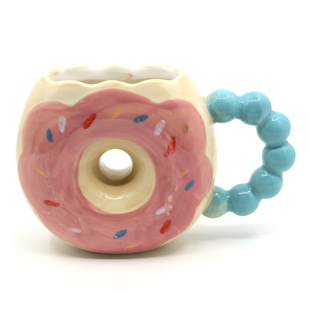 Pink and beige doughnut mug