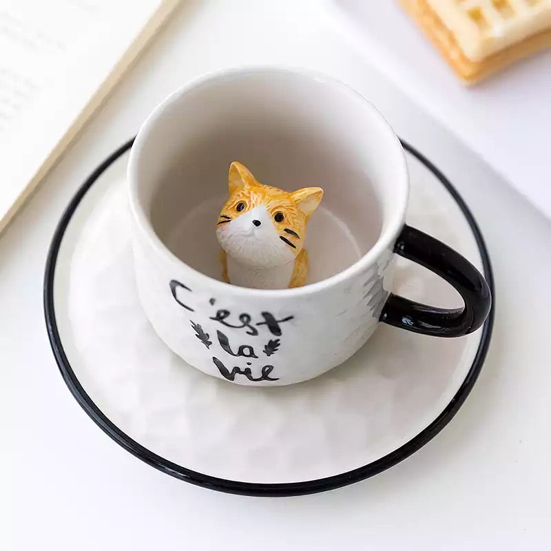 3D cat mug